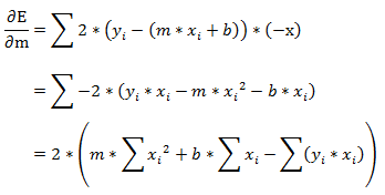 2 * (m * Sum[xi^2] + b * Sum[xi] - Sum[xi * yi])